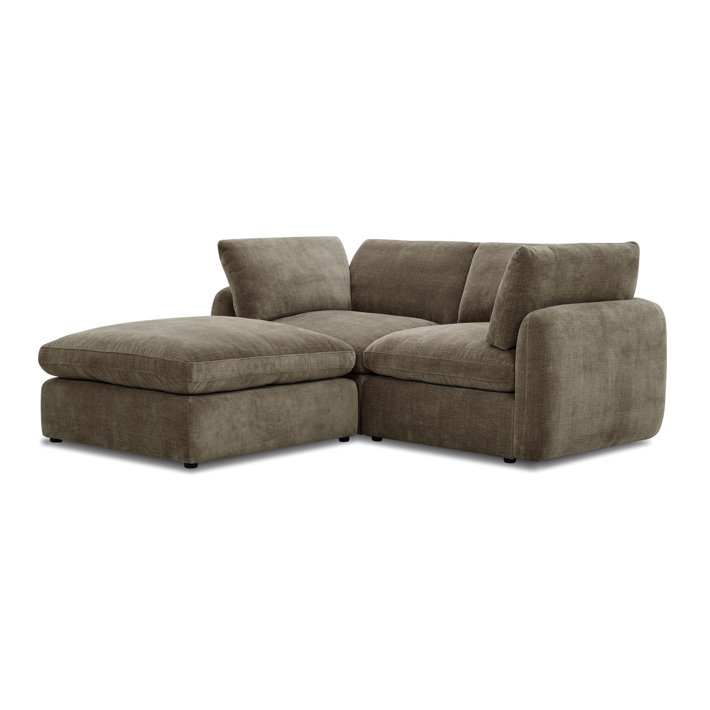 Tonga Modular 3-Piece L-Shaped Sectional with Reversible Ottoman | Clove Brown