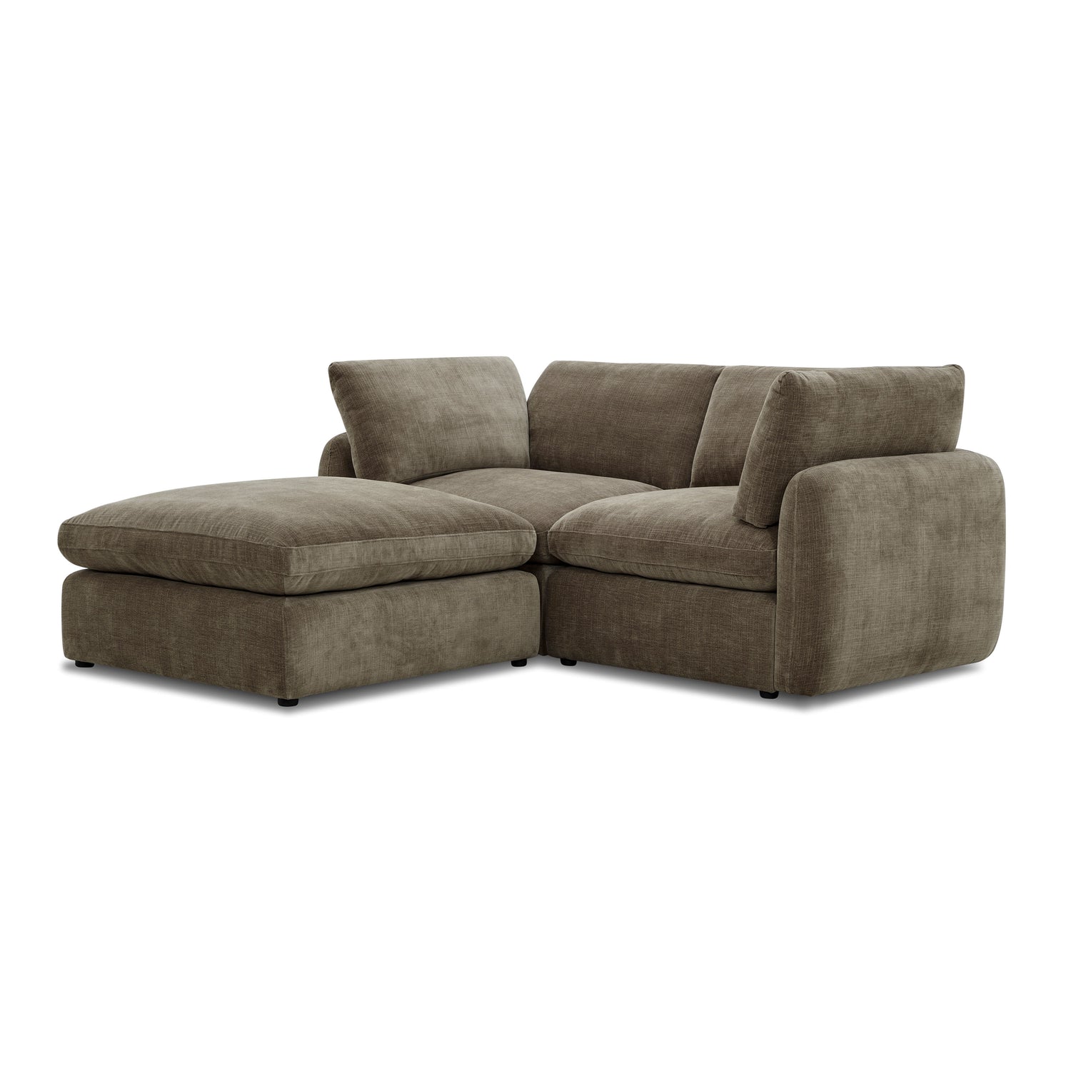 Tonga Modular 3-Piece L-Shaped Sectional with Reversible Ottoman | Clove Brown 