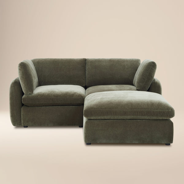 Tonga Modular 3-Piece L-Shaped Sectional with Reversible Ottoman | Lume Green