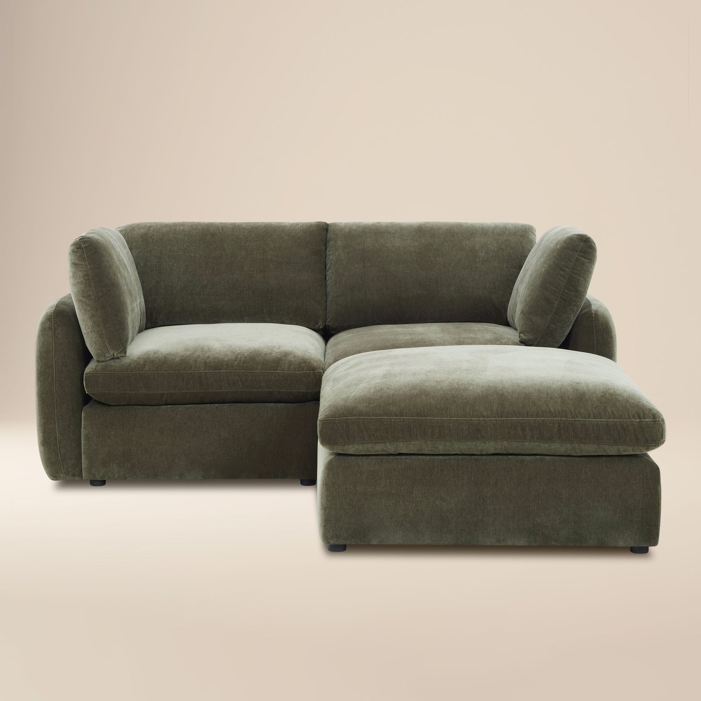 Tonga Modular 3-Piece L-Shaped Sectional with Reversible Ottoman | Lume Green