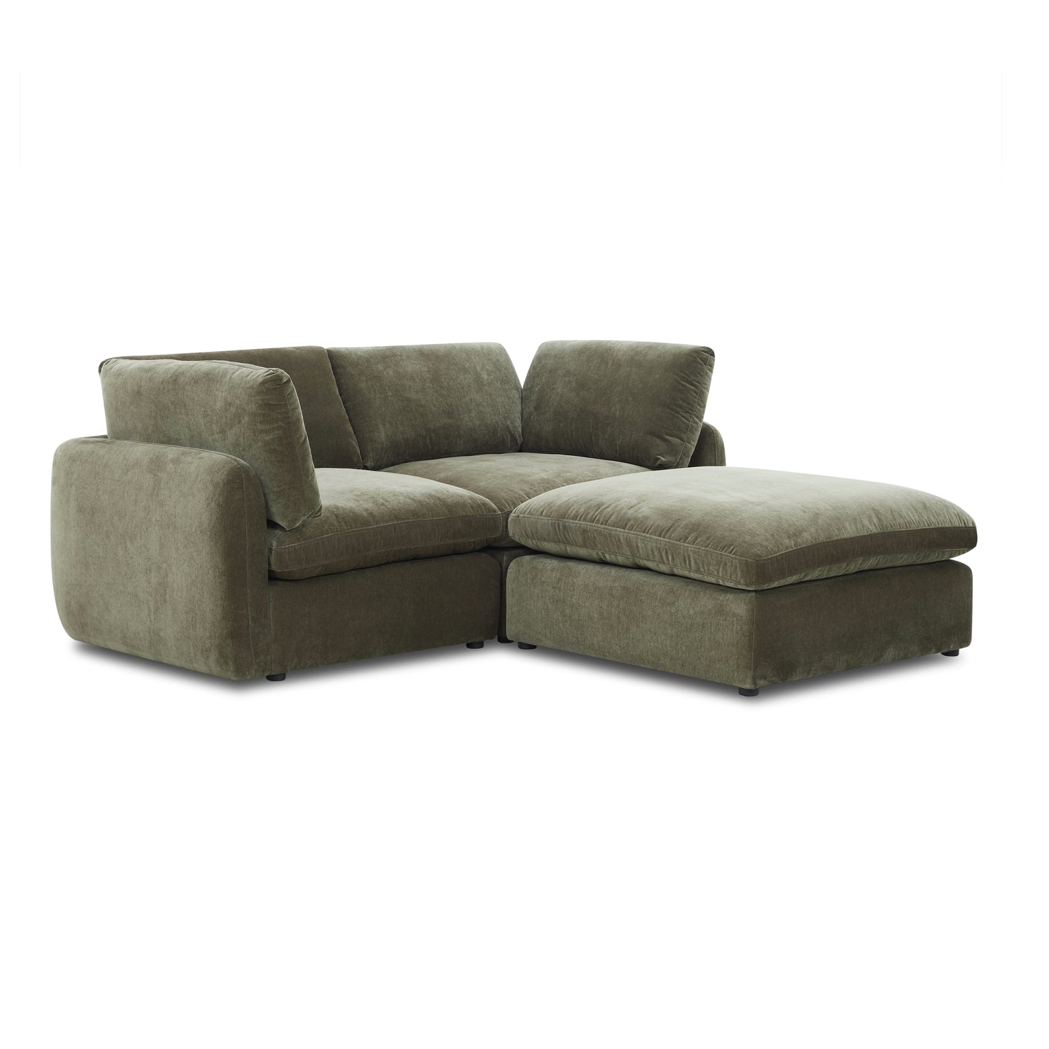 Tonga Modular 3-Piece L-Shaped Sectional with Reversible Ottoman | Lume Green 