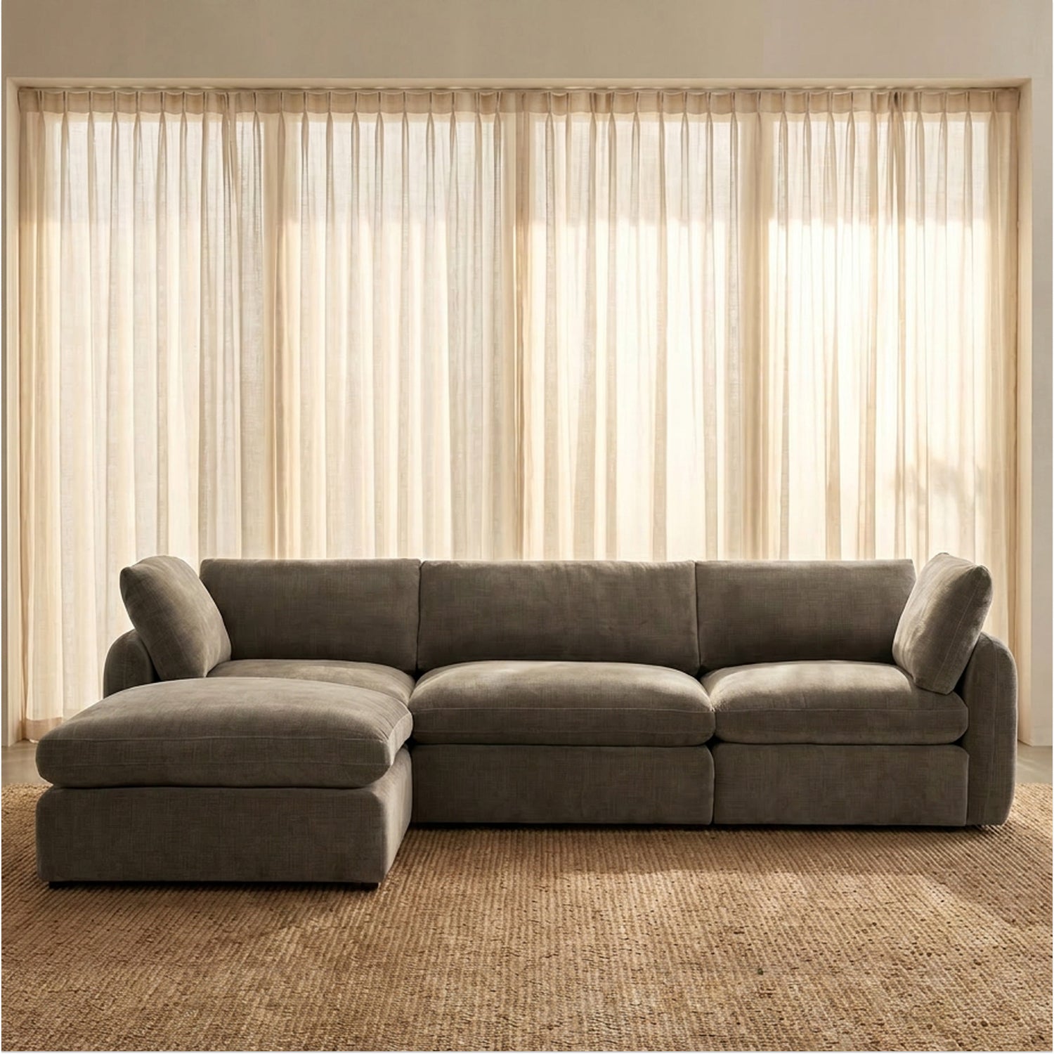 Tonga Modular 4-Piece L-Shaped Sectional with Reversible Ottoman | Clove Brown lifestyle_image