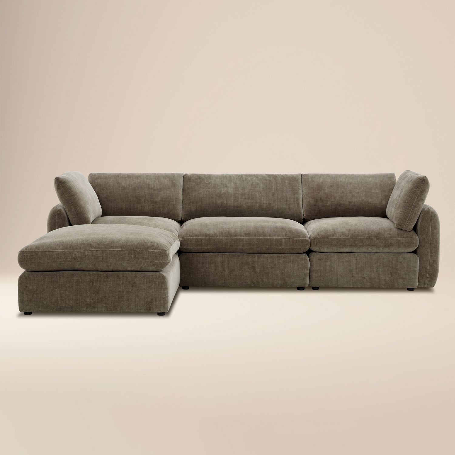 Tonga Modular 4-Piece L-Shaped Sectional with Reversible Ottoman | Clove Brown 