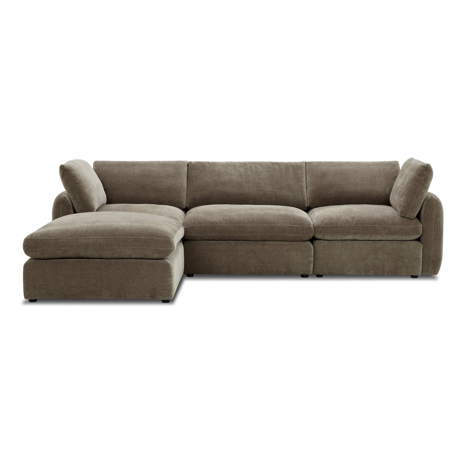 Tonga Modular 4-Piece L-Shaped Sectional with Reversible Ottoman | Clove Brown 