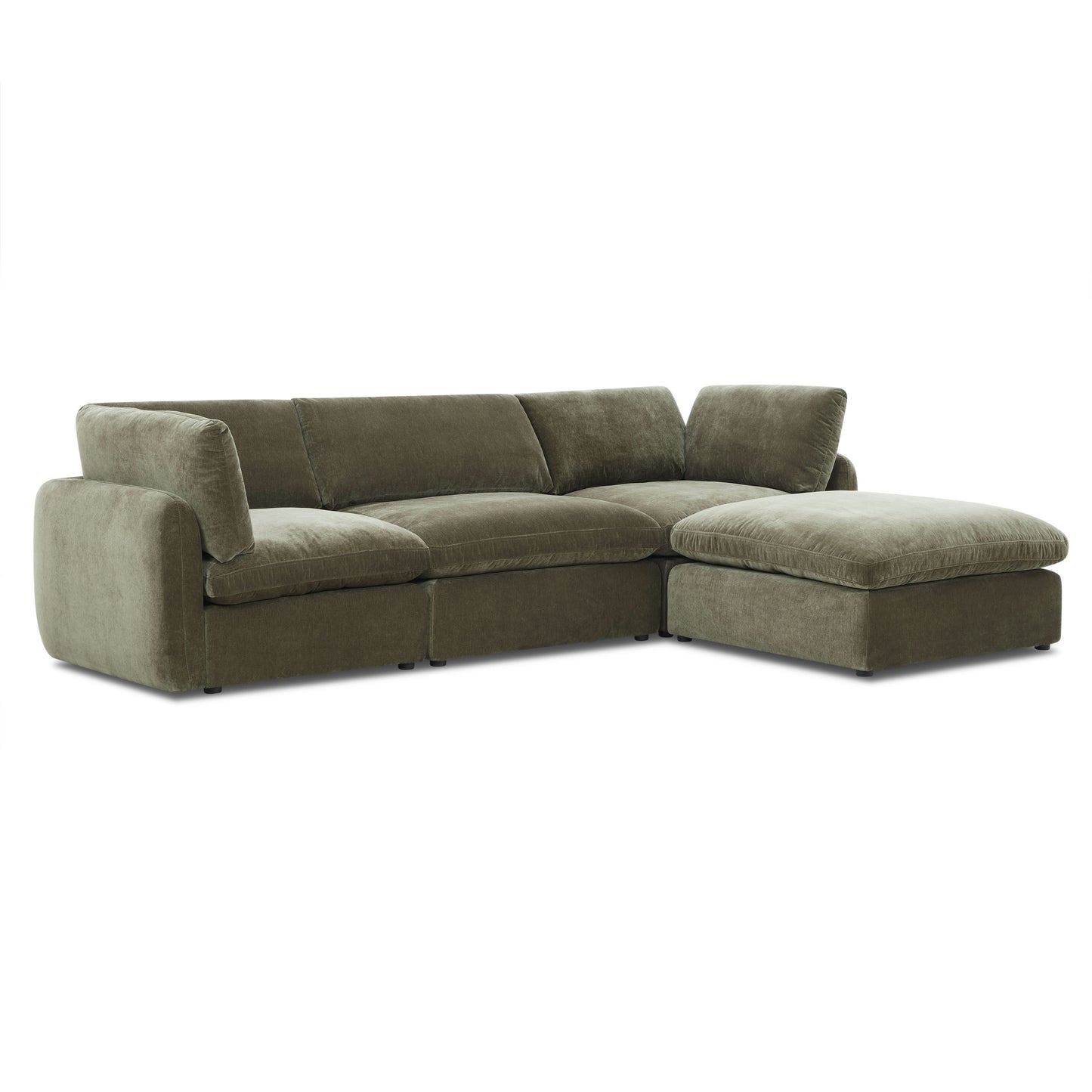 Tonga Modular 4-Piece L-Shaped Sectional with Reversible Ottoman | Lume Green