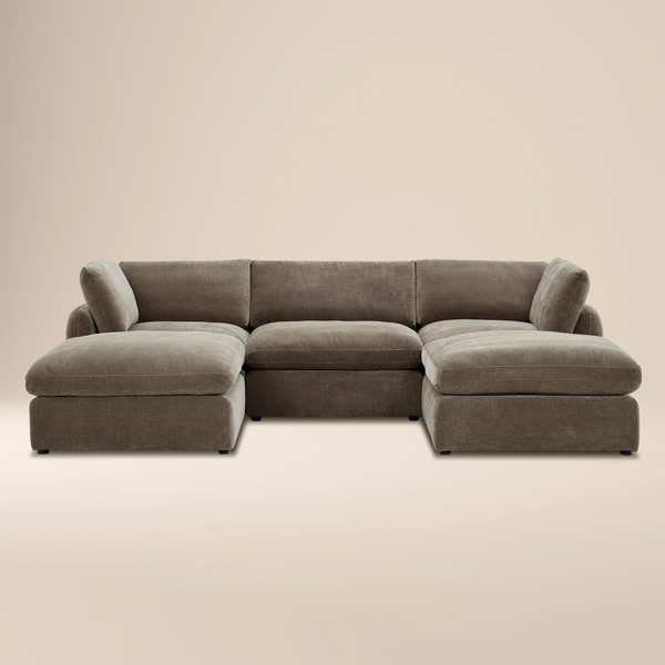 Tonga Modular 5-Piece U-Shaped Double Chaise Sectional | Clove Brown