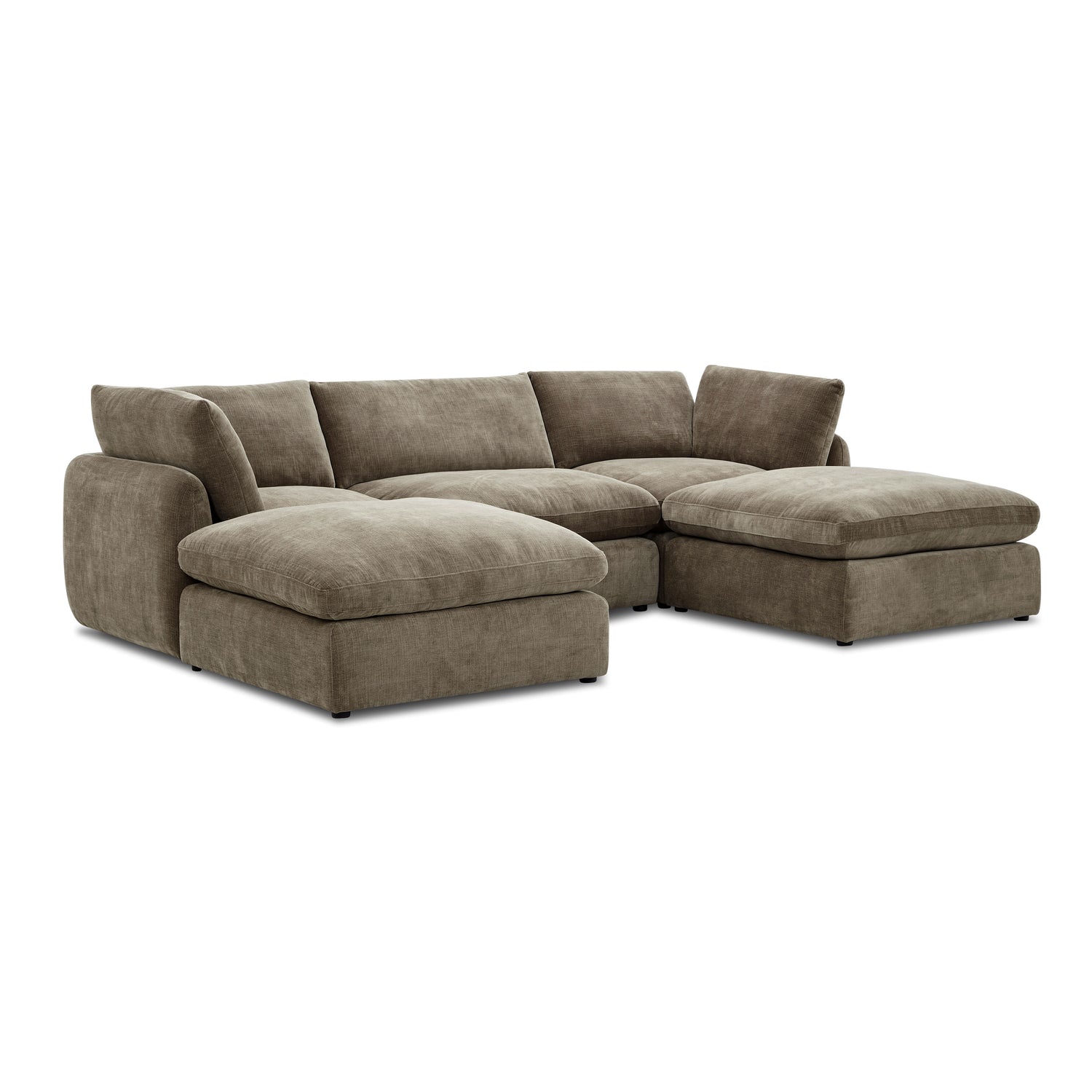 Tonga Modular 5-Piece U-Shaped Double Chaise Sectional | Clove Brown 