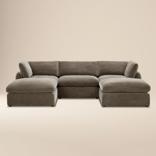 Tonga Modular 5-Piece U-Shaped Double Chaise Sectional | Clove Brown