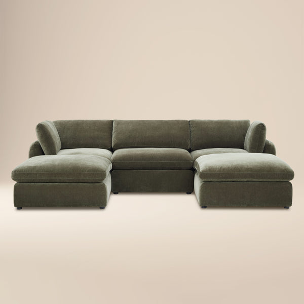 Tonga Modular 5-Piece U-Shaped Double Chaise Sectional | Lume Green