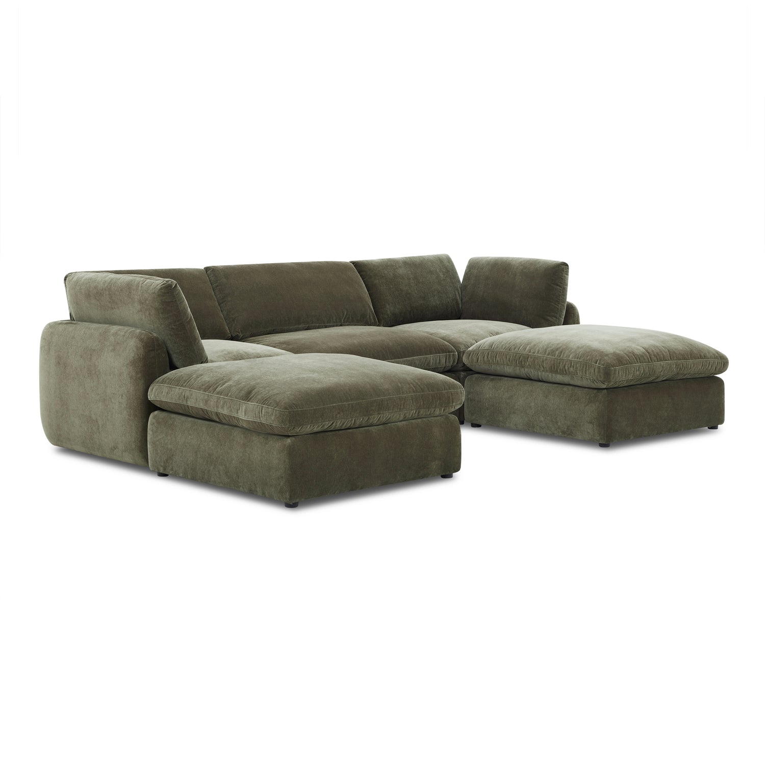 Tonga Modular 5-Piece U-Shaped Double Chaise Sectional | Lume Green 