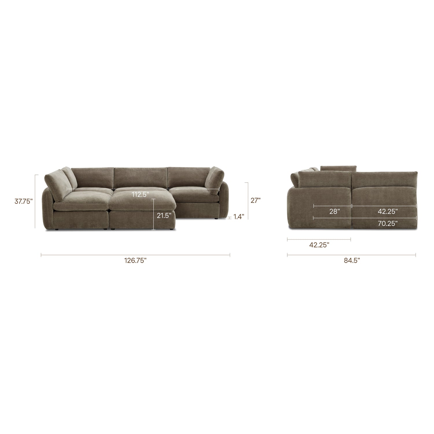 Tonga Modular 5-Piece Pit Lounge Sectional | Clove Brown 