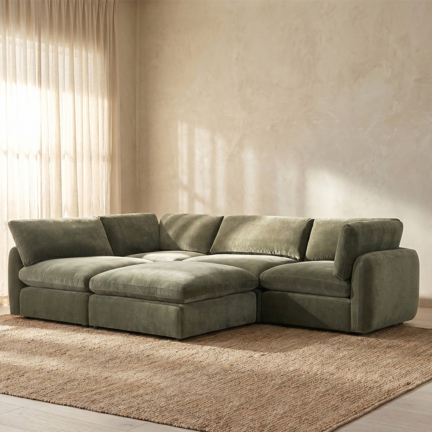 Tonga Modular 5-Piece Pit Lounge Sectional | Lume Green lifestyle_image