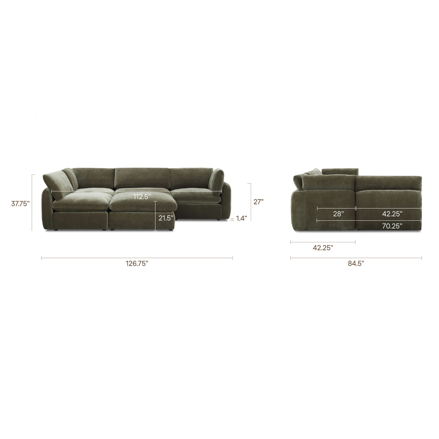Tonga Modular 5-Piece Pit Lounge Sectional | Lume Green 