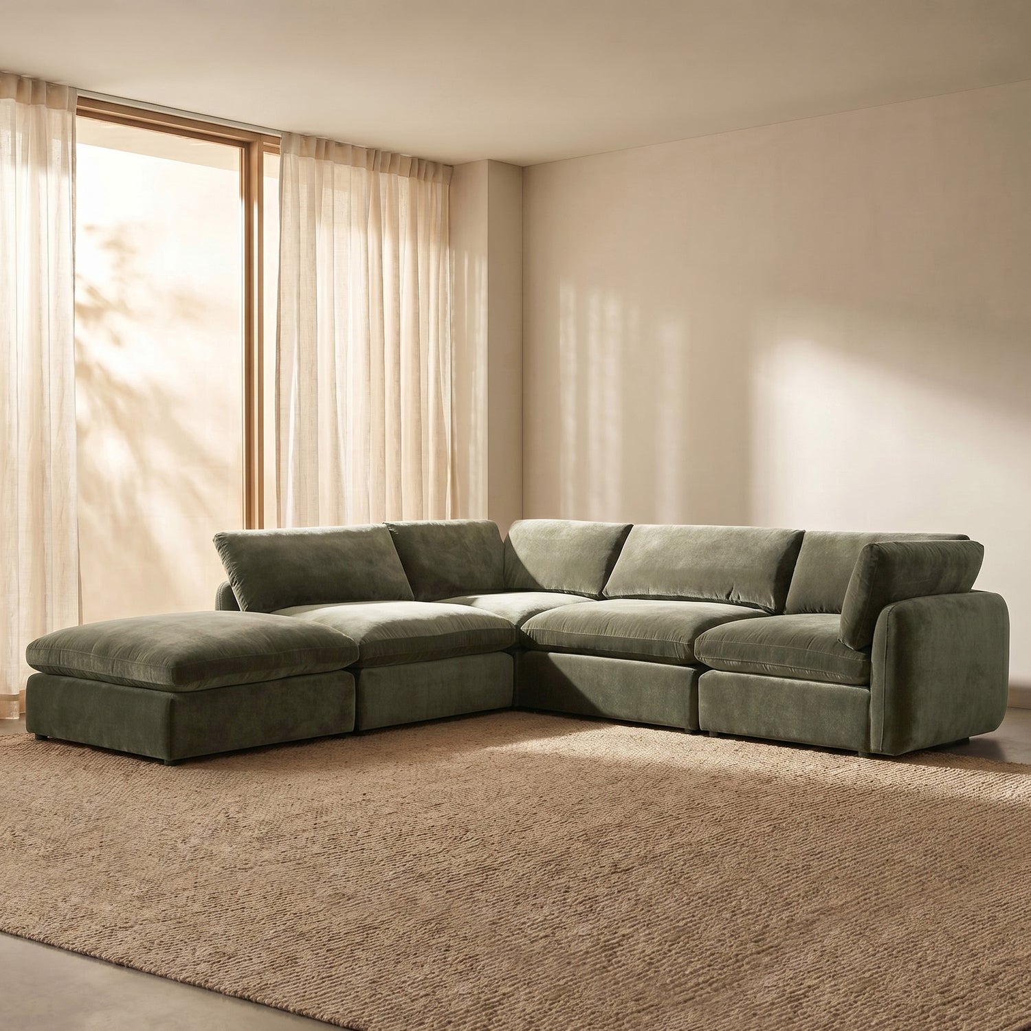 Tonga Modular 5-Piece Reversible L-Shaped Sectional | Lume Green lifestyle_image