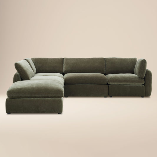Tonga Modular 5-Piece Reversible L-Shaped Sectional | Lume Green