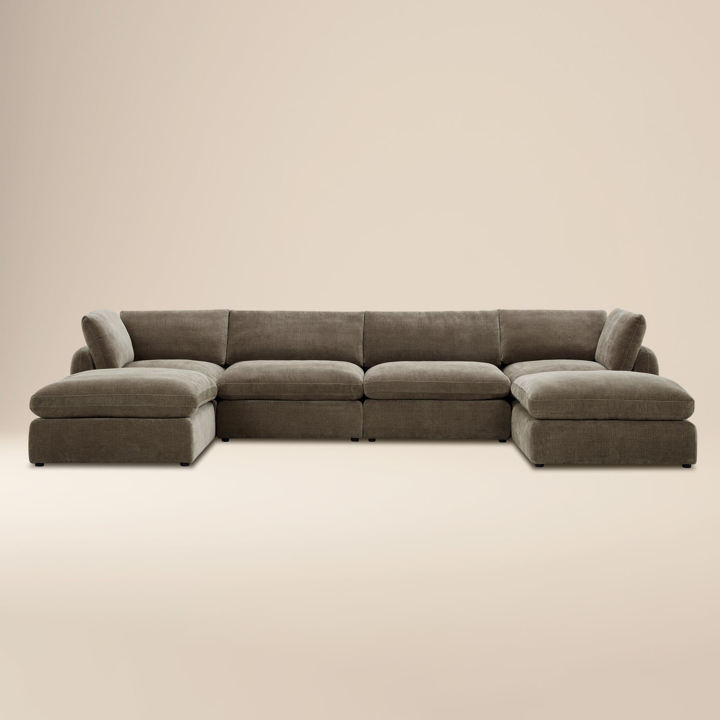 Tonga Modular 6-Piece U-Shaped Double Chaise Sectional | Clove Brown