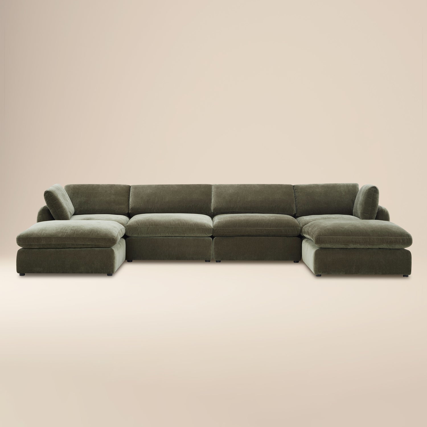 Tonga Modular 6-Piece U-Shaped Double Chaise Sectional | Lume Green 