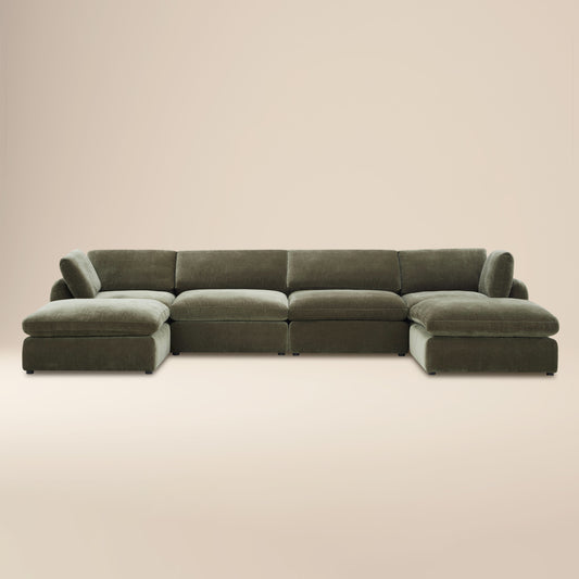 Tonga Modular 6-Piece U-Shaped Double Chaise Sectional | Lume Green