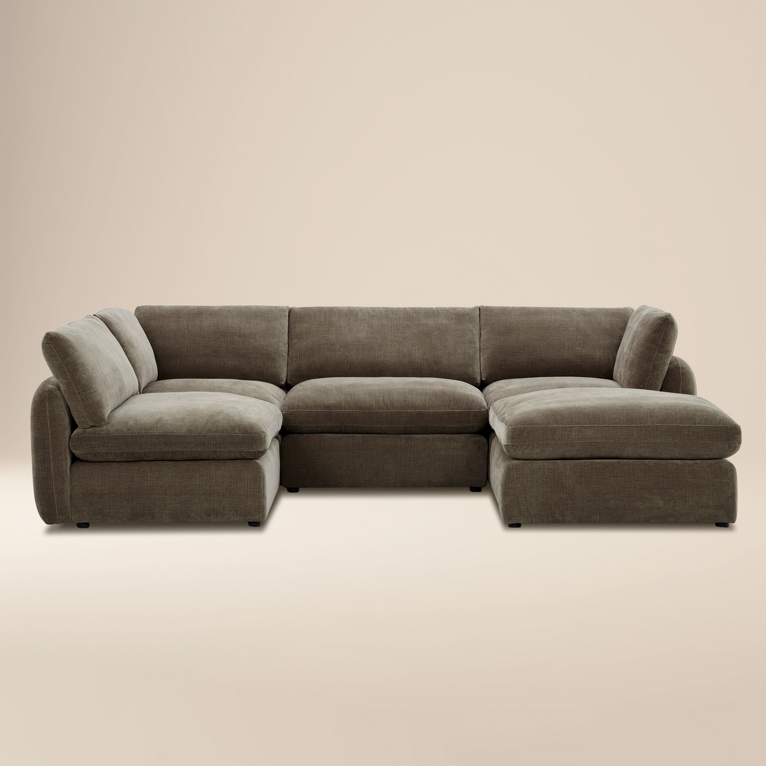 Tonga Modular 5-Piece U-Shaped Double Chaise Sectional | Clove Brown 