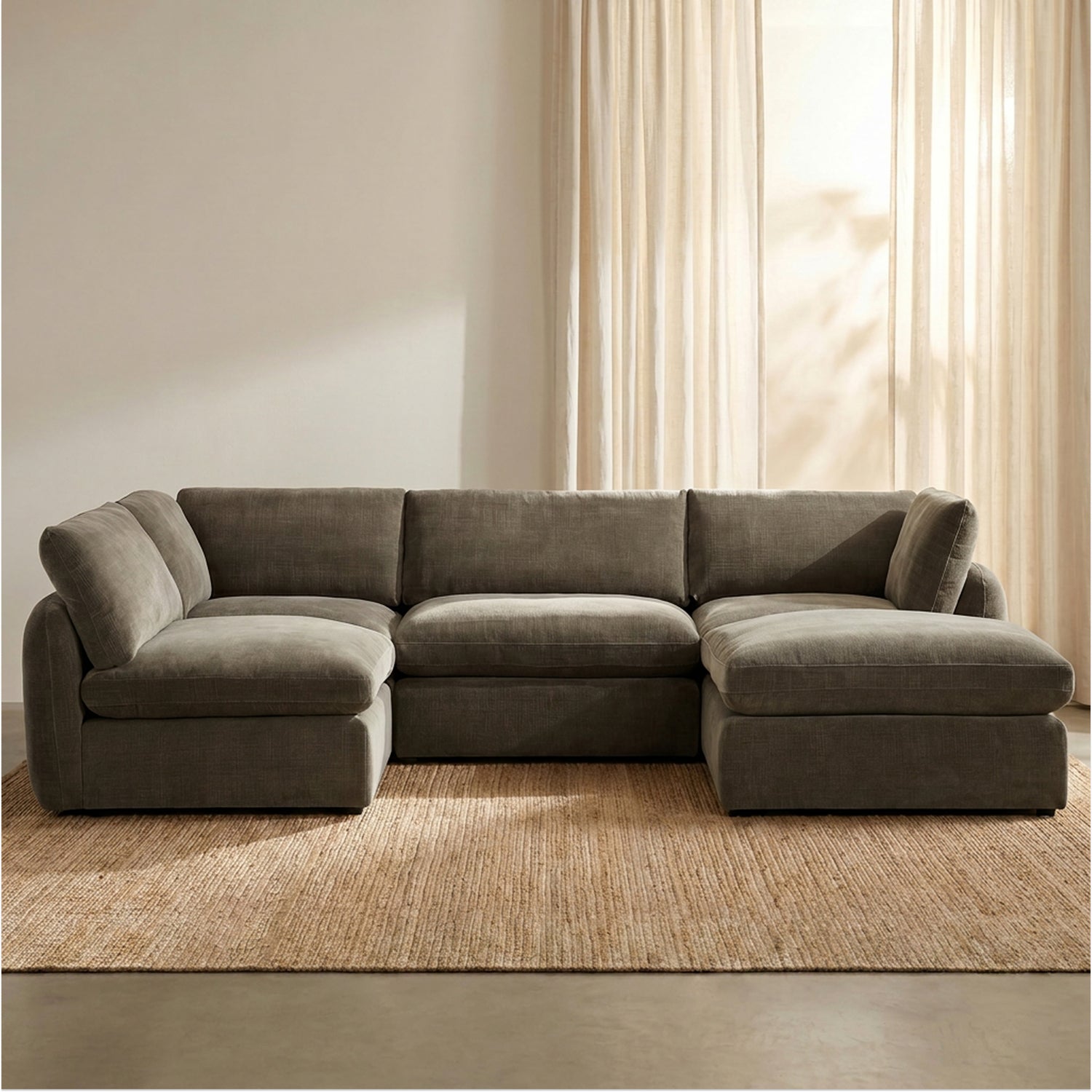 Tonga Modular 5-Piece U-Shaped Double Chaise Sectional | Clove Brown lifestyle_image