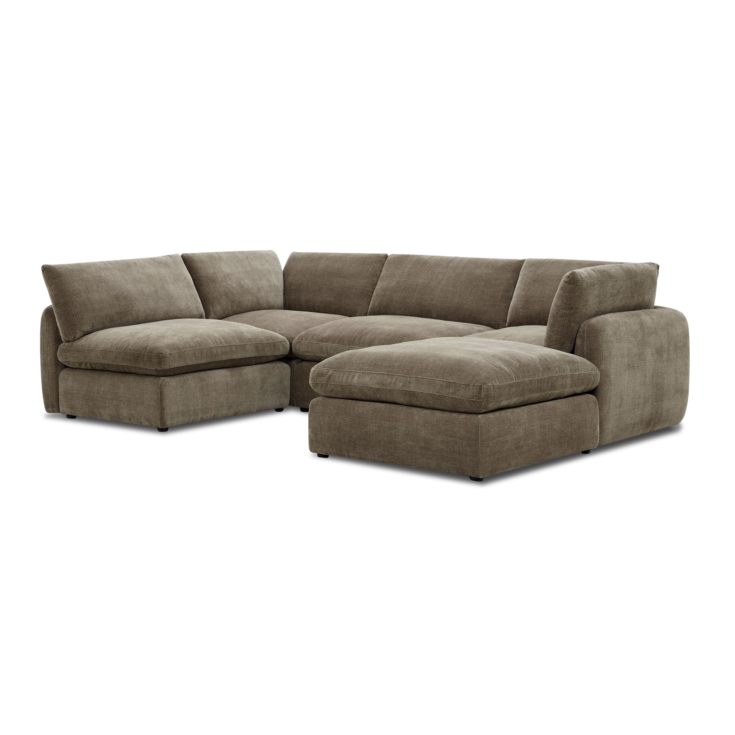 Tonga Modular 5-Piece U-Shaped Double Chaise Sectional | Clove Brown