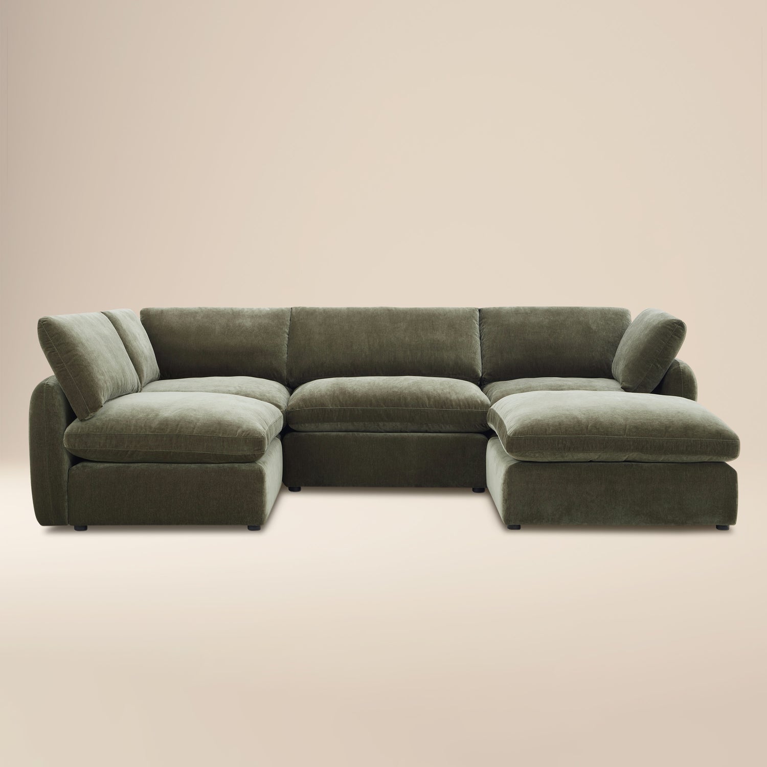 Tonga Modular 5-Piece U-Shaped Double Chaise Sectional | Lume Green 