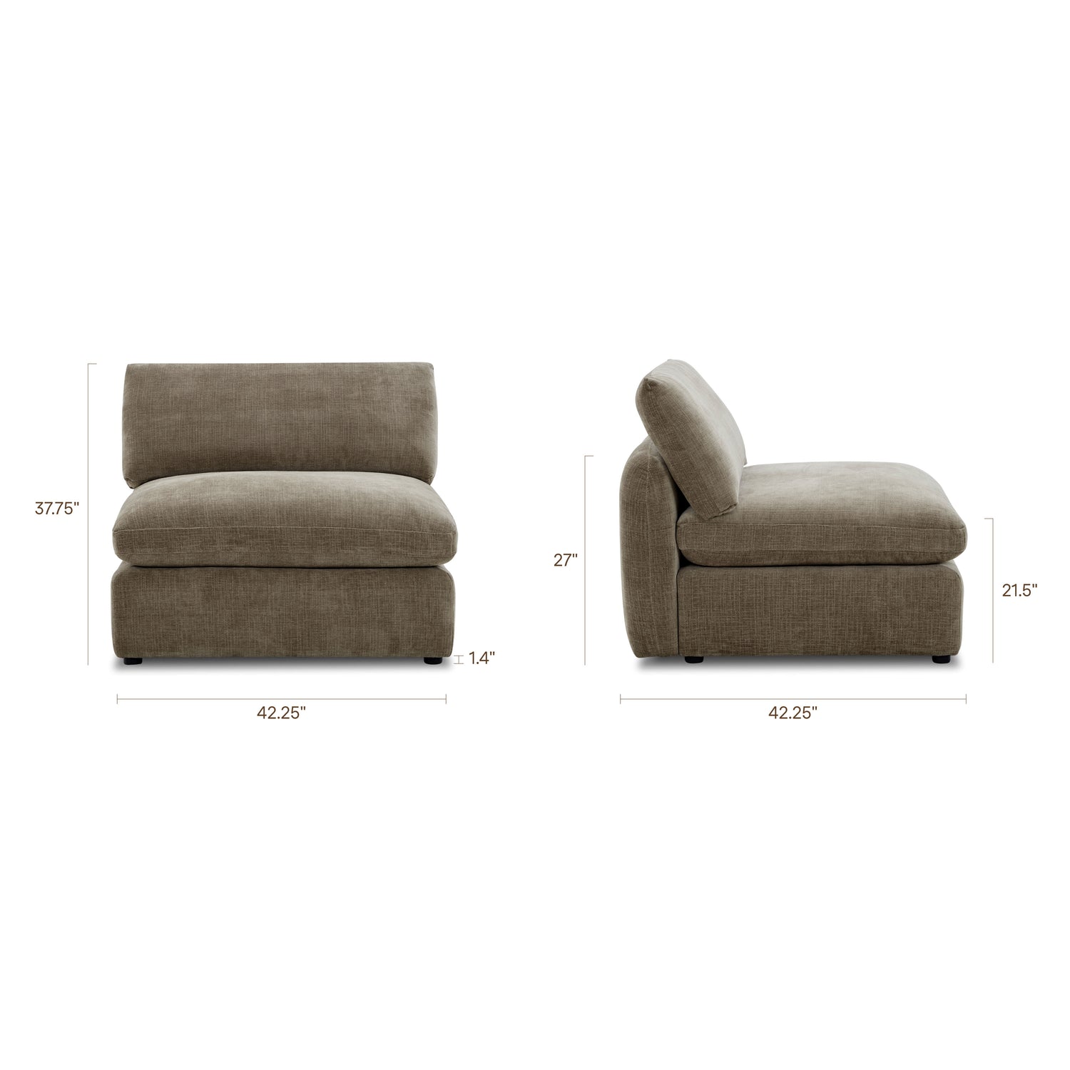 Armless Chair Tonga Modular Sofa | Clove Brown 