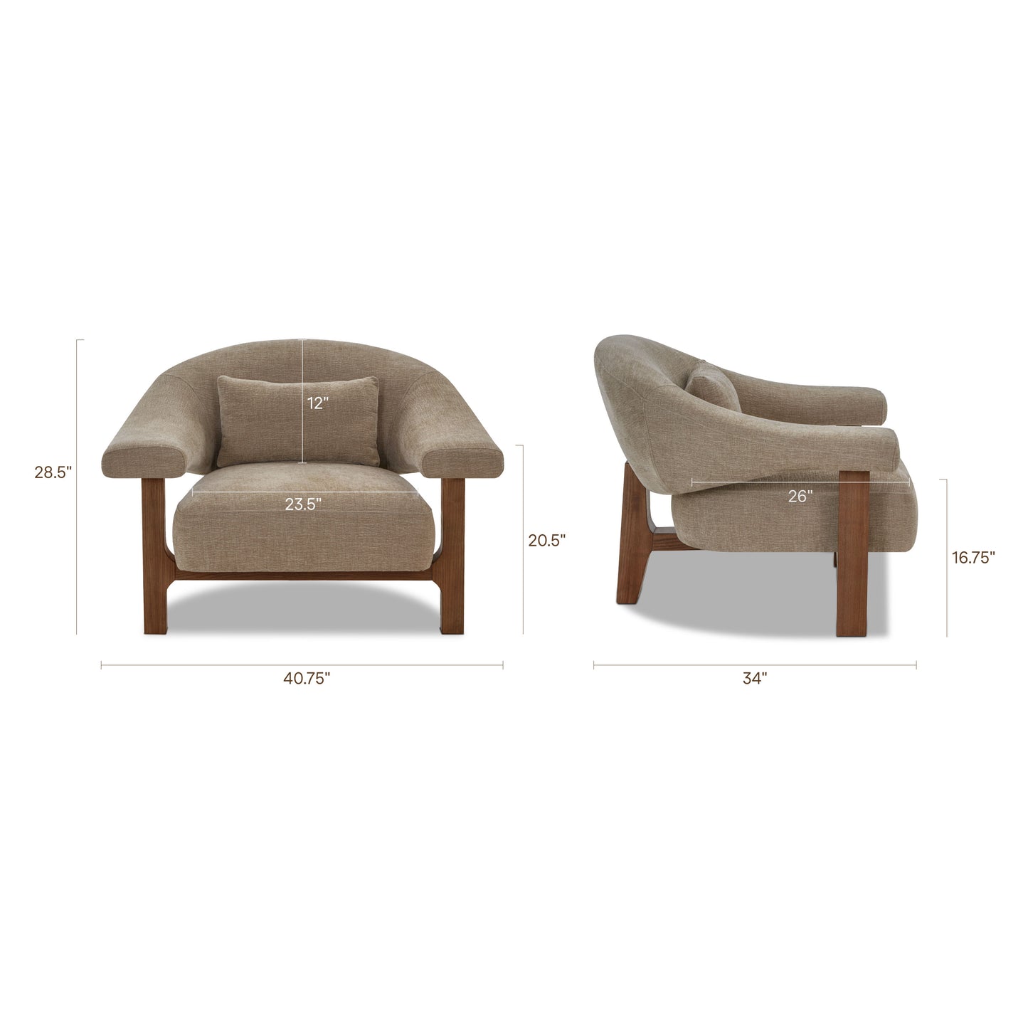 Leni Lounge Chair | Linen Brown