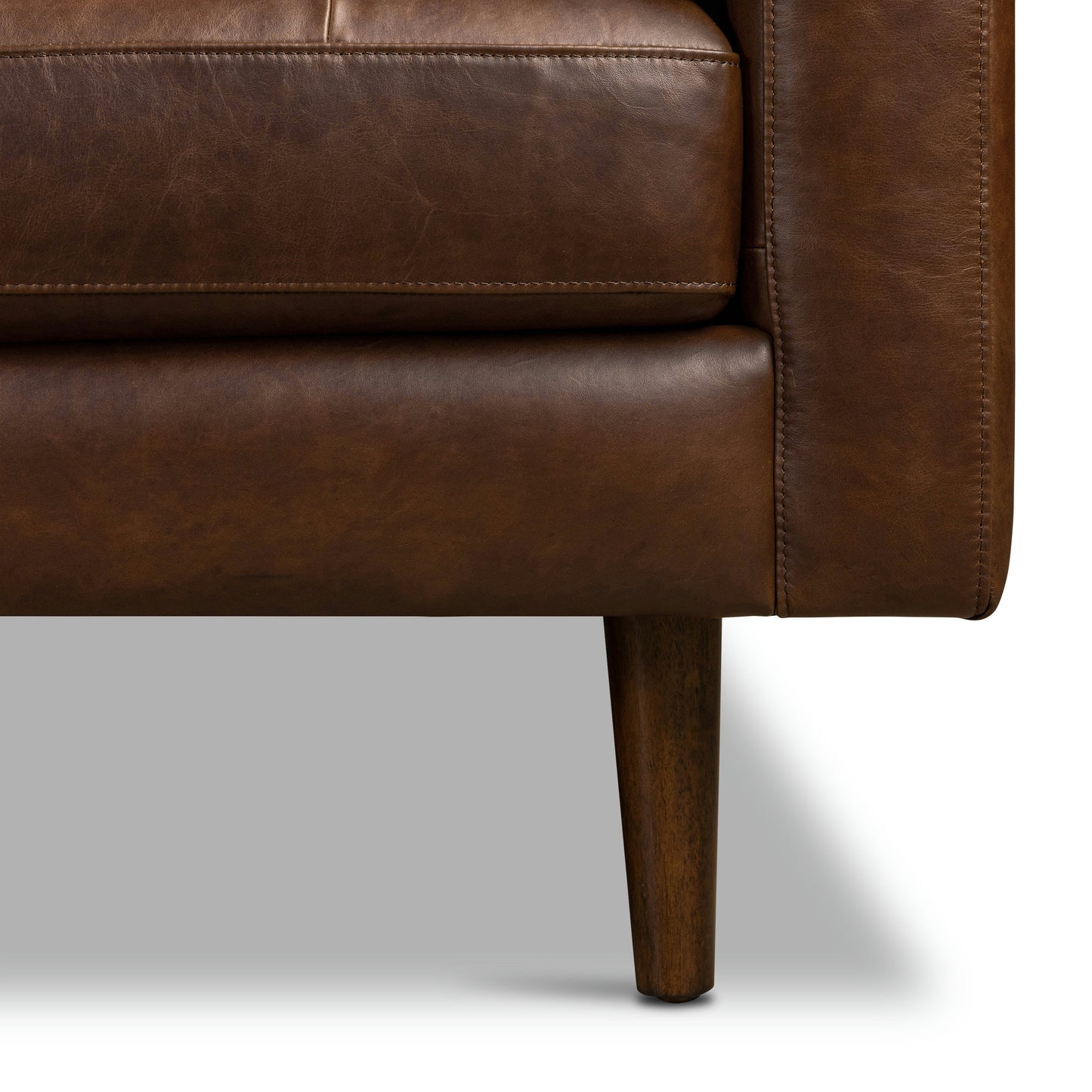 Napa 104" Leather Left-Facing Bumper Chaise Sectional | Chocolate Brown