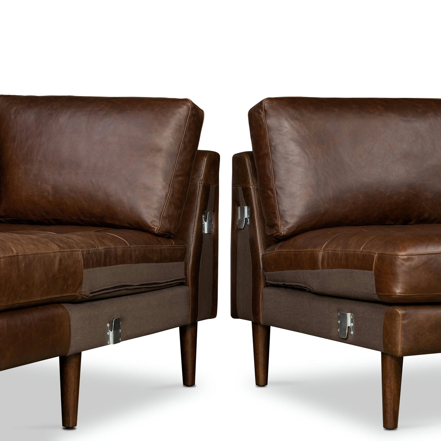 Napa 104" Leather Left-Facing Bumper Chaise Sectional | Chocolate Brown