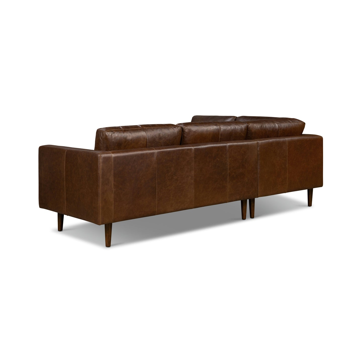 Napa 104" Leather Left-Facing Bumper Chaise Sectional | Chocolate Brown