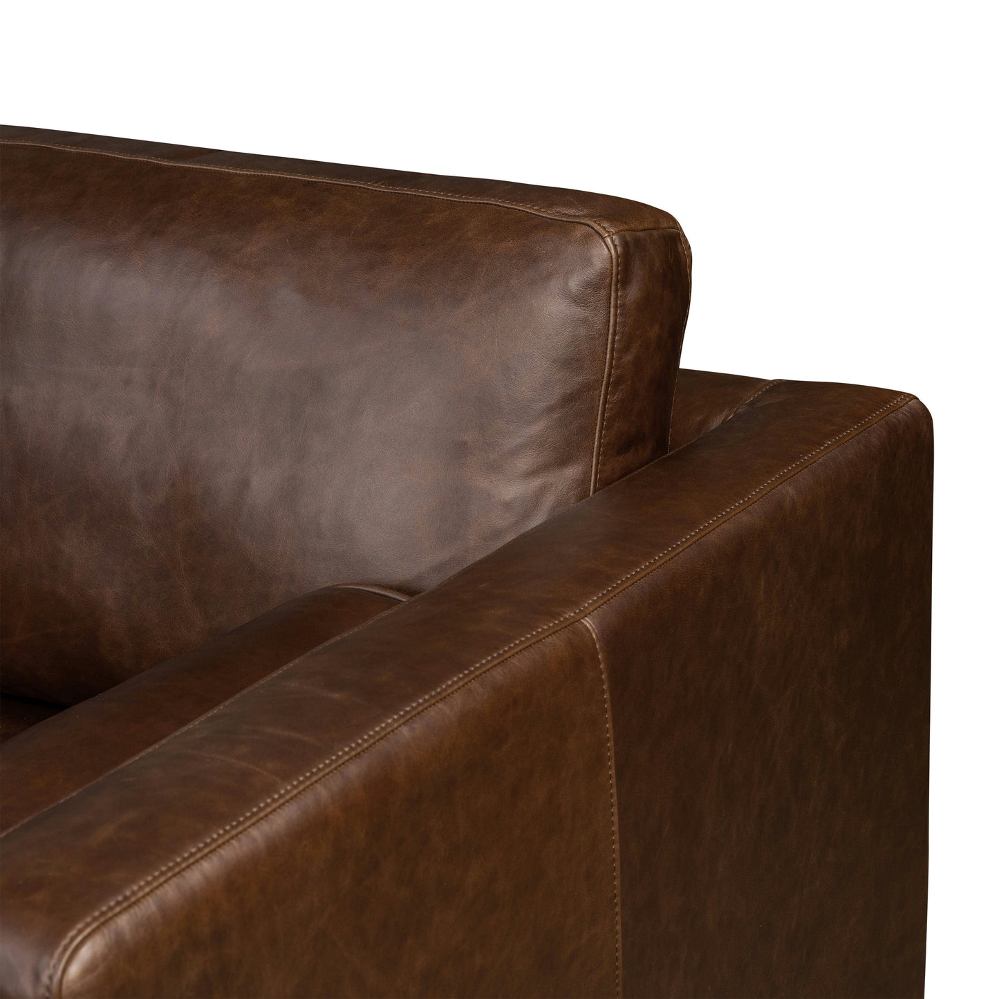 Napa 104" Leather Left-Facing Bumper Chaise Sectional | Chocolate Brown