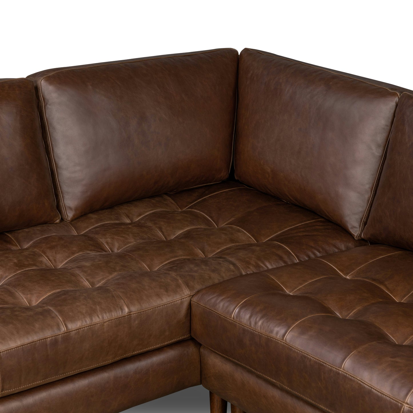 Napa 104" Leather Left-Facing Bumper Chaise Sectional | Chocolate Brown