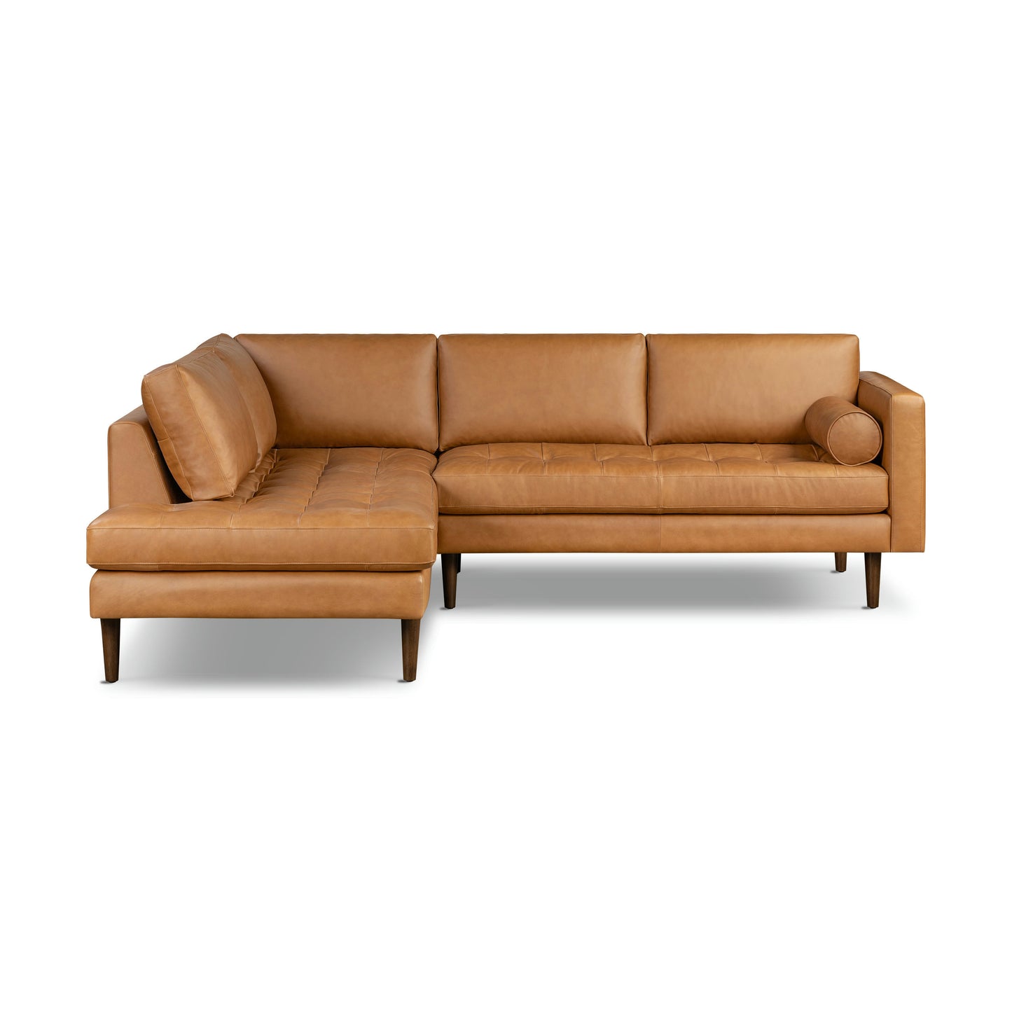 Napa 104" Leather Left-Facing Bumper Chaise Sectional | Cognac Tan