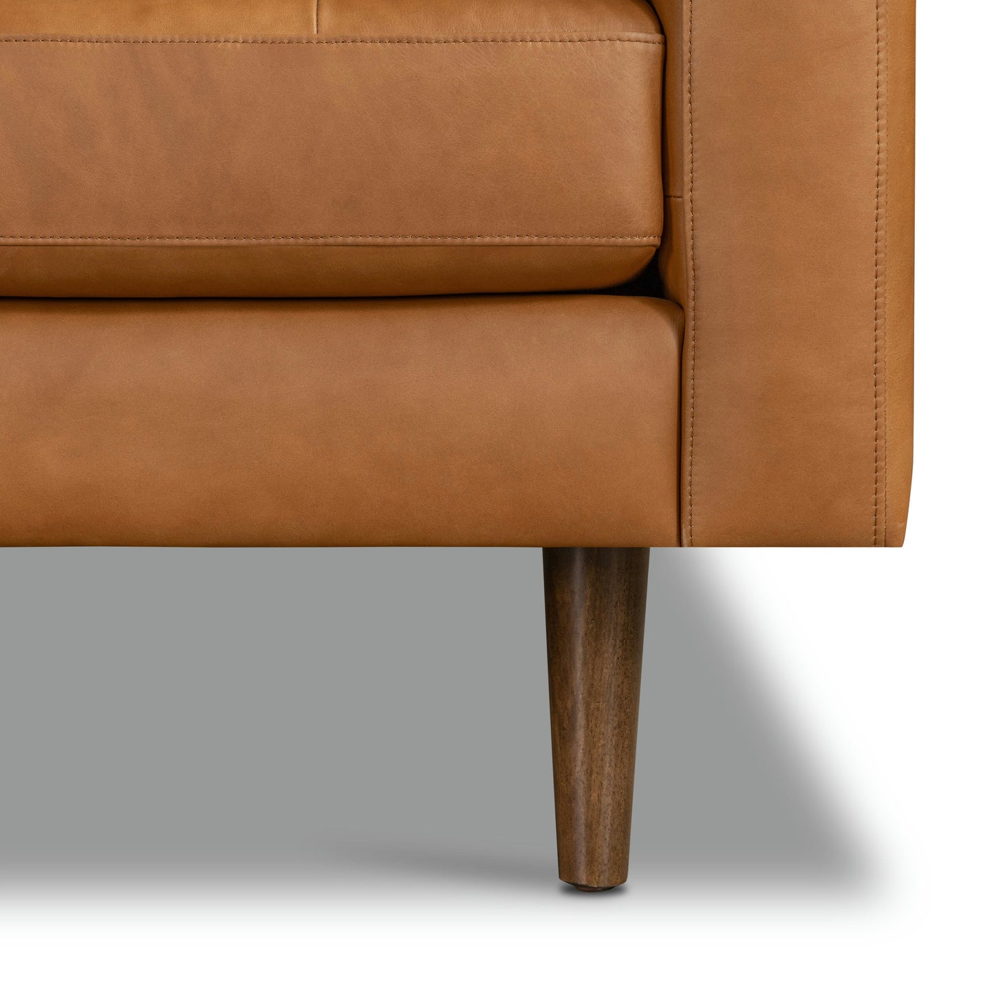 Napa 104" Leather Left-Facing Bumper Chaise Sectional | Cognac Tan