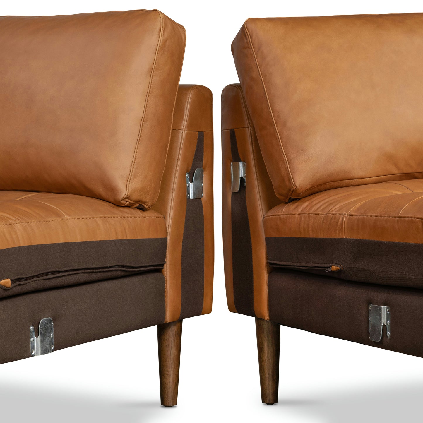 Napa 104" Leather Left-Facing Bumper Chaise Sectional | Cognac Tan