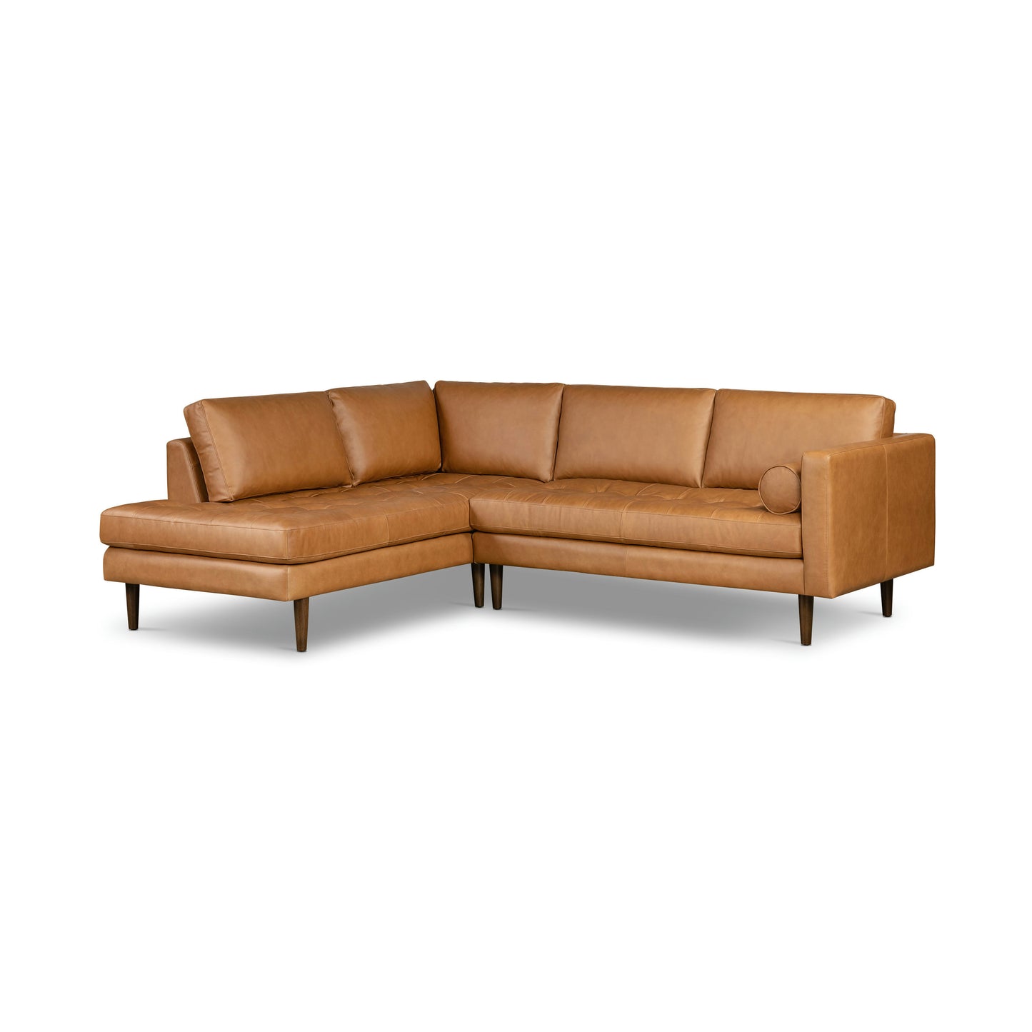Napa 104" Leather Left-Facing Bumper Chaise Sectional | Cognac Tan