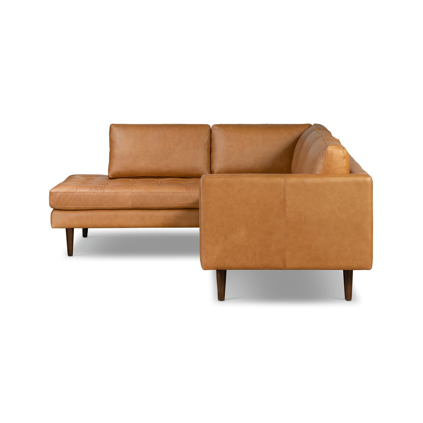 Napa 104" Leather Left-Facing Bumper Chaise Sectional | Cognac Tan