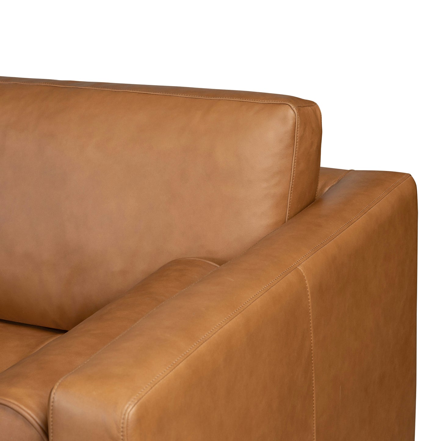 Napa 104" Leather Left-Facing Bumper Chaise Sectional | Cognac Tan