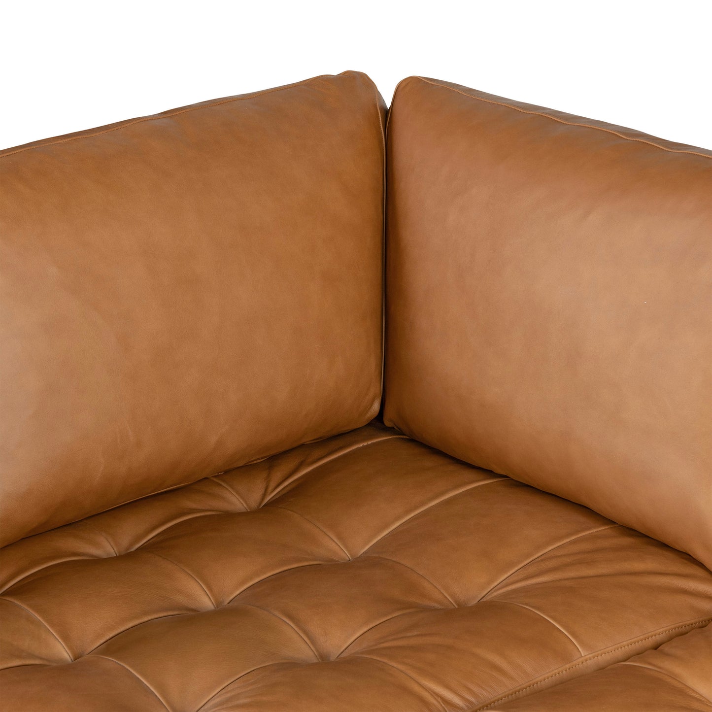 Napa 104" Leather Left-Facing Bumper Chaise Sectional | Cognac Tan