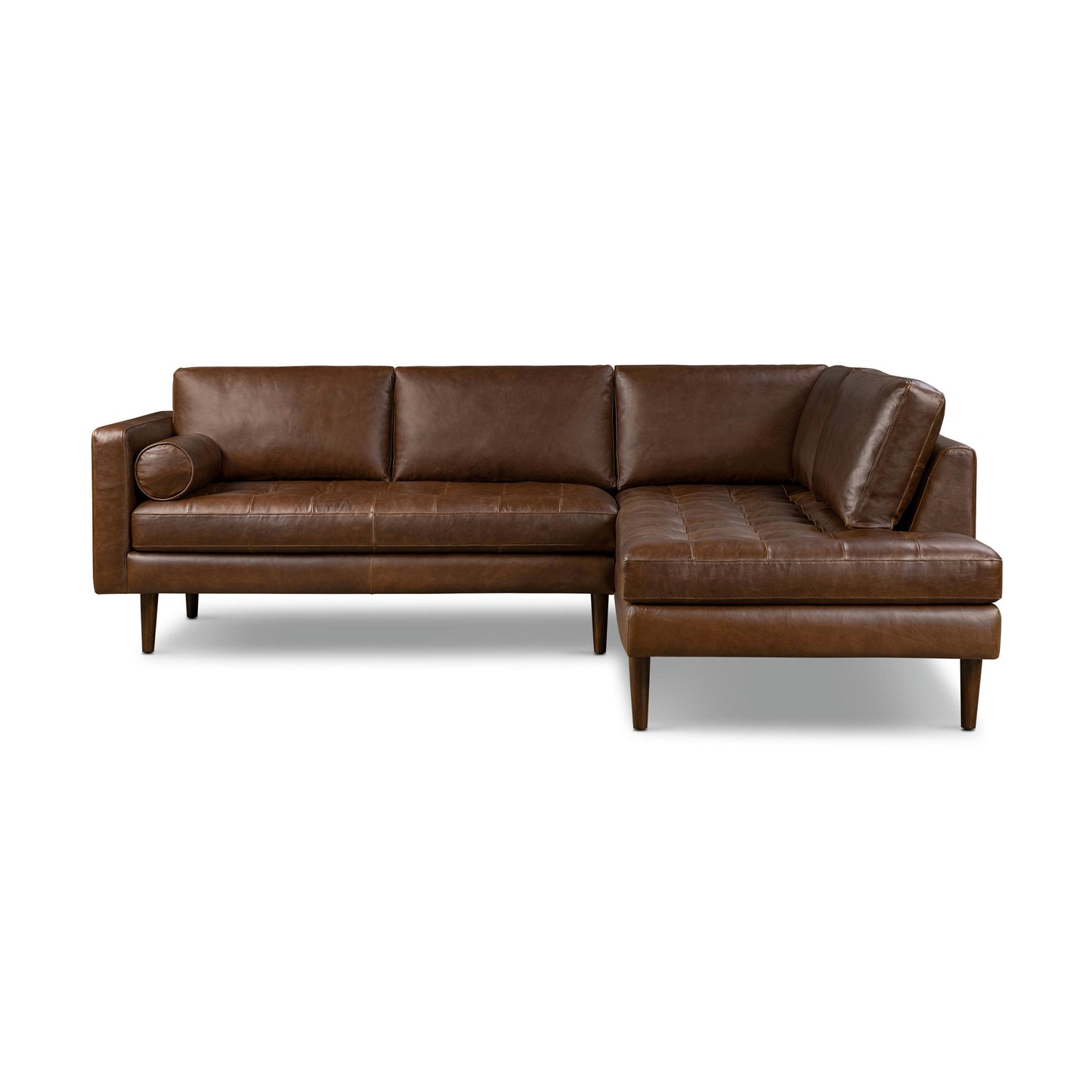 Napa 104" Leather Right-Facing Bumper Chaise Sectional | Chocolate Brown