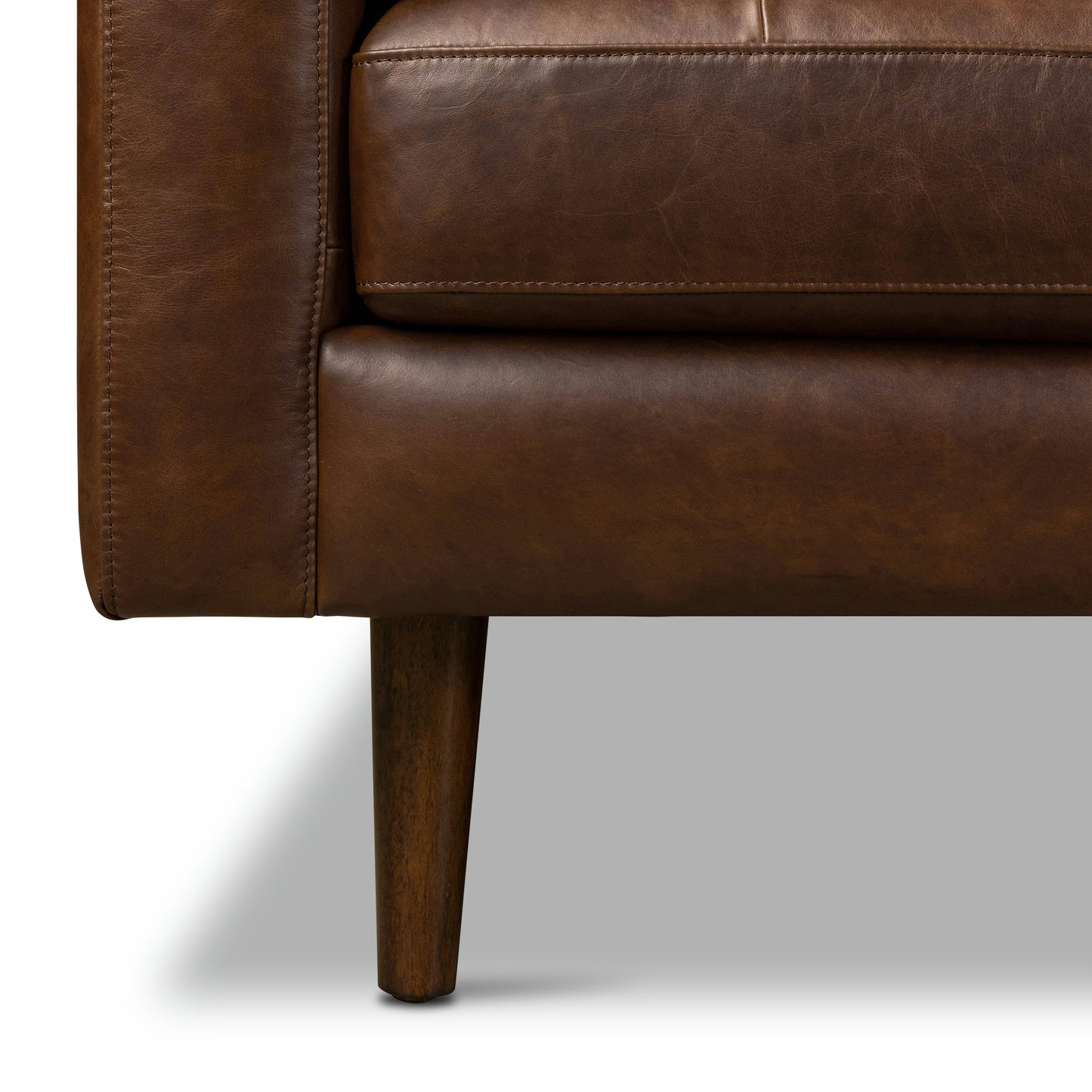 Napa 104" Leather Right-Facing Bumper Chaise Sectional | Chocolate Brown