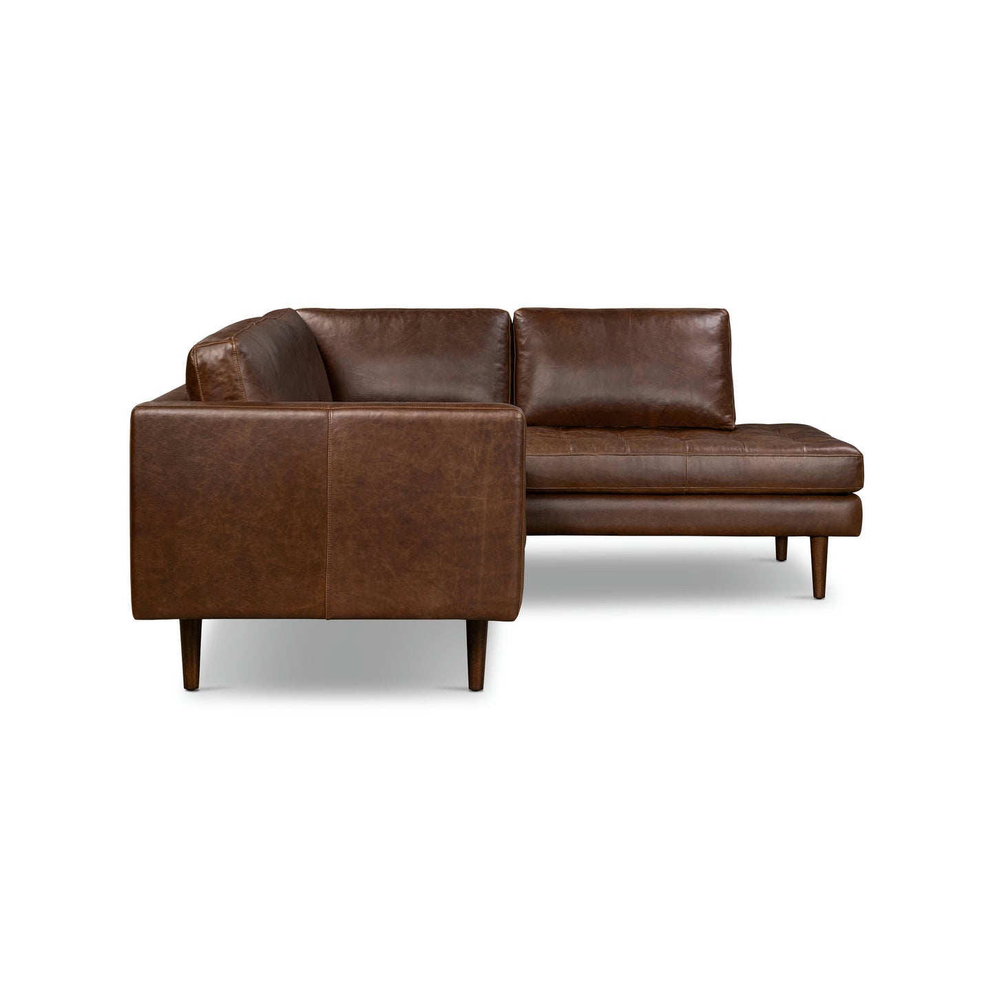 Napa 104" Leather Right-Facing Bumper Chaise Sectional | Chocolate Brown