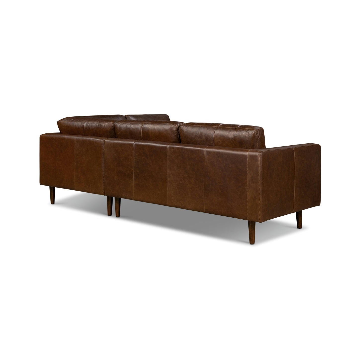 Napa 104" Leather Right-Facing Bumper Chaise Sectional | Chocolate Brown