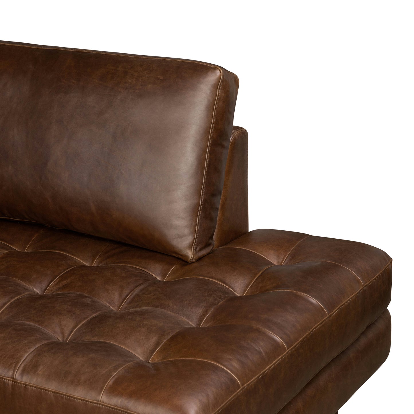 Napa 104" Leather Right-Facing Bumper Chaise Sectional | Chocolate Brown