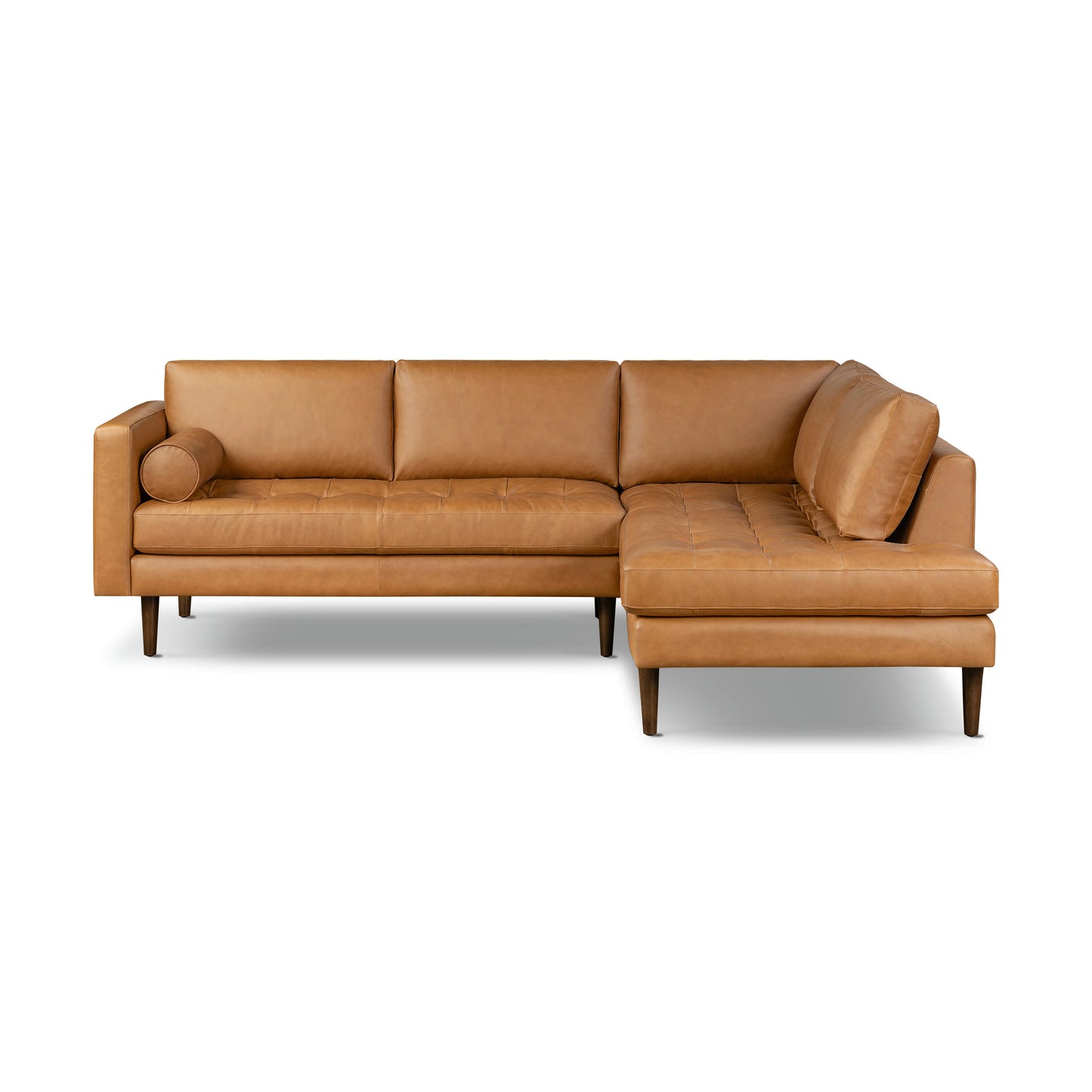 Napa 104" Leather Right-Facing Bumper Chaise Sectional | Cognac Tan