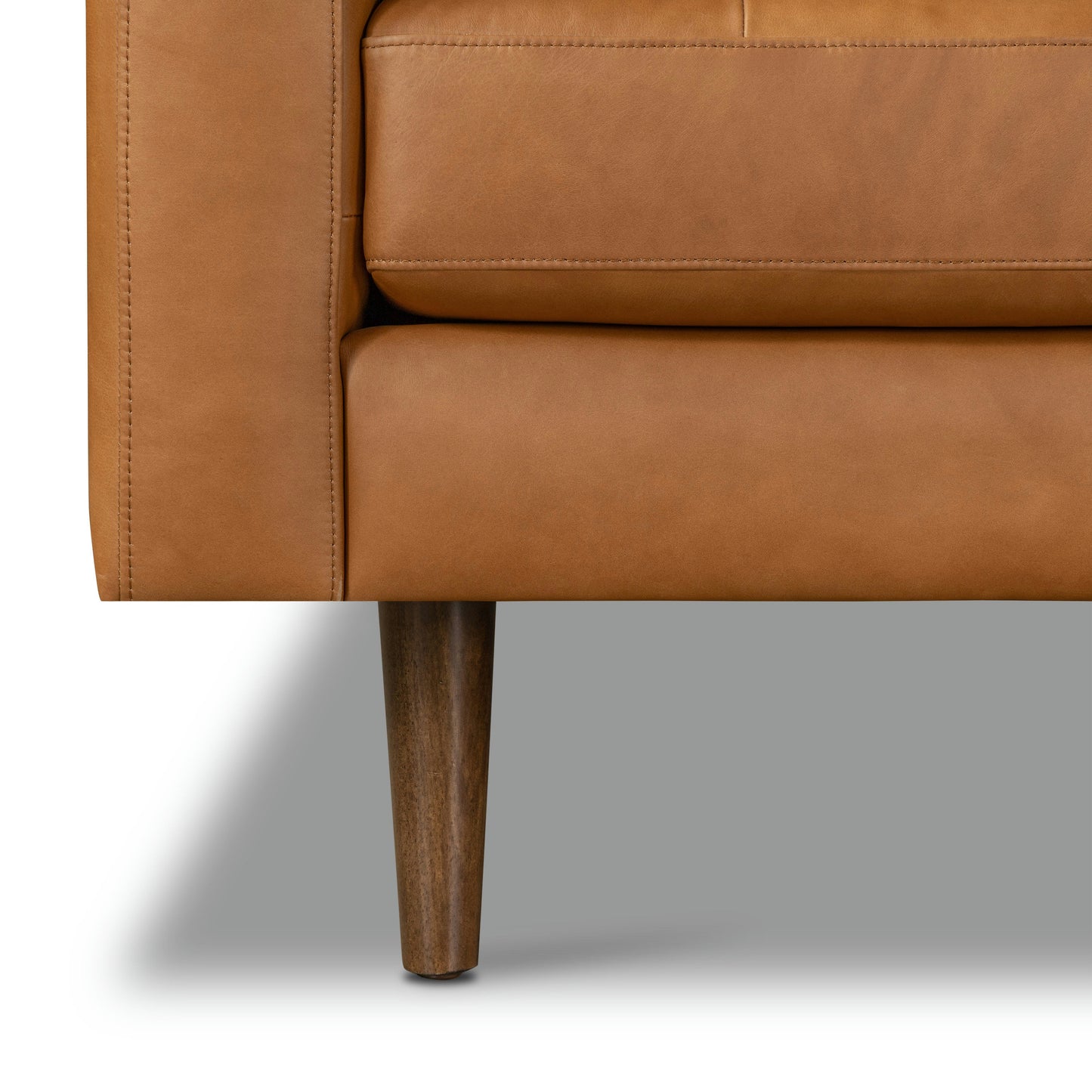 Napa 104" Leather Right-Facing Bumper Chaise Sectional | Cognac Tan