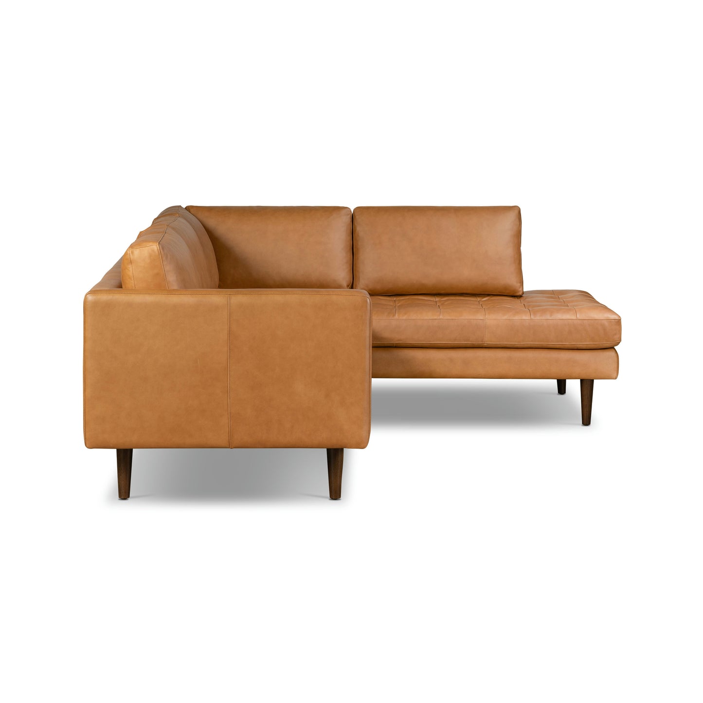 Napa 104" Leather Right-Facing Bumper Chaise Sectional | Cognac Tan