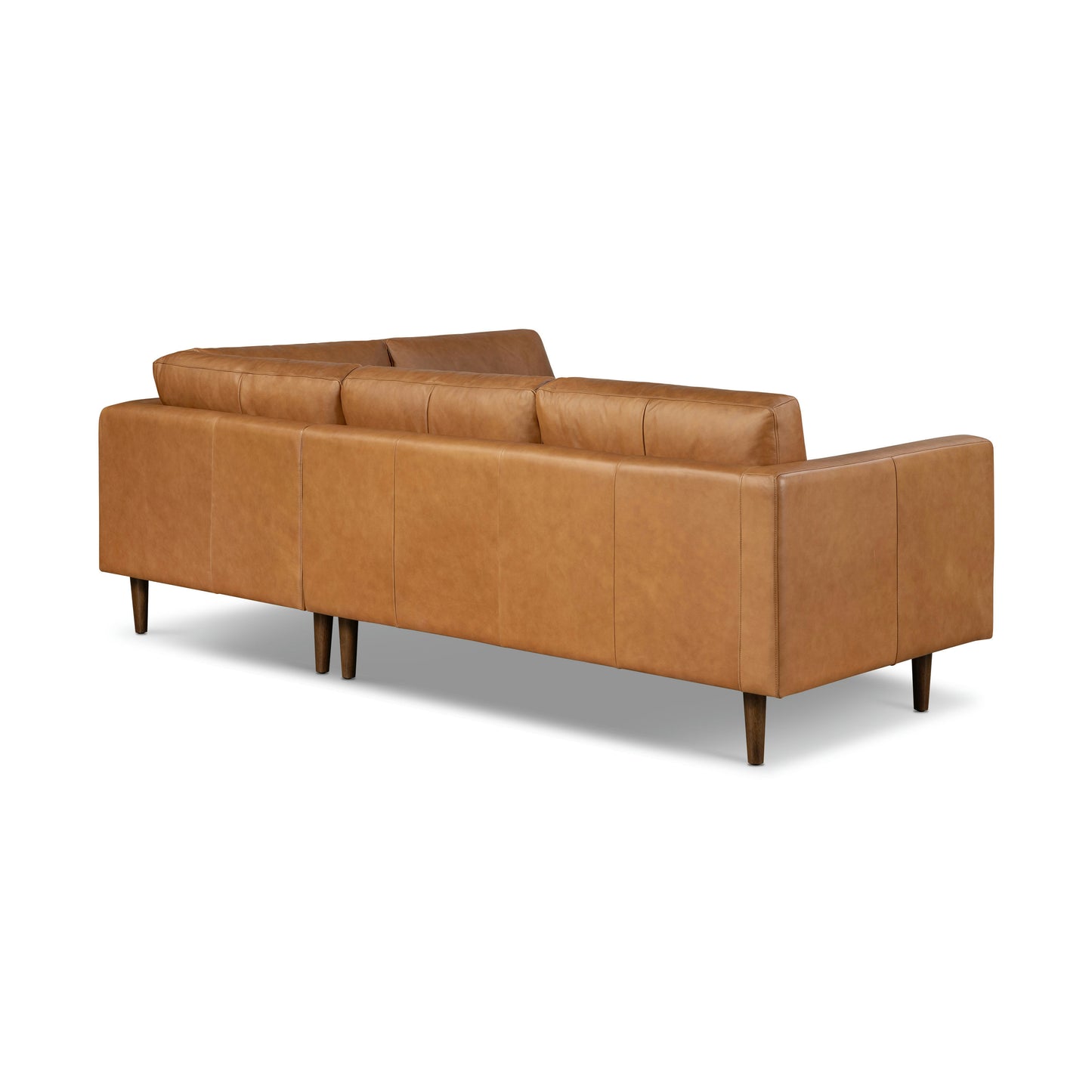 Napa 104" Leather Right-Facing Bumper Chaise Sectional | Cognac Tan