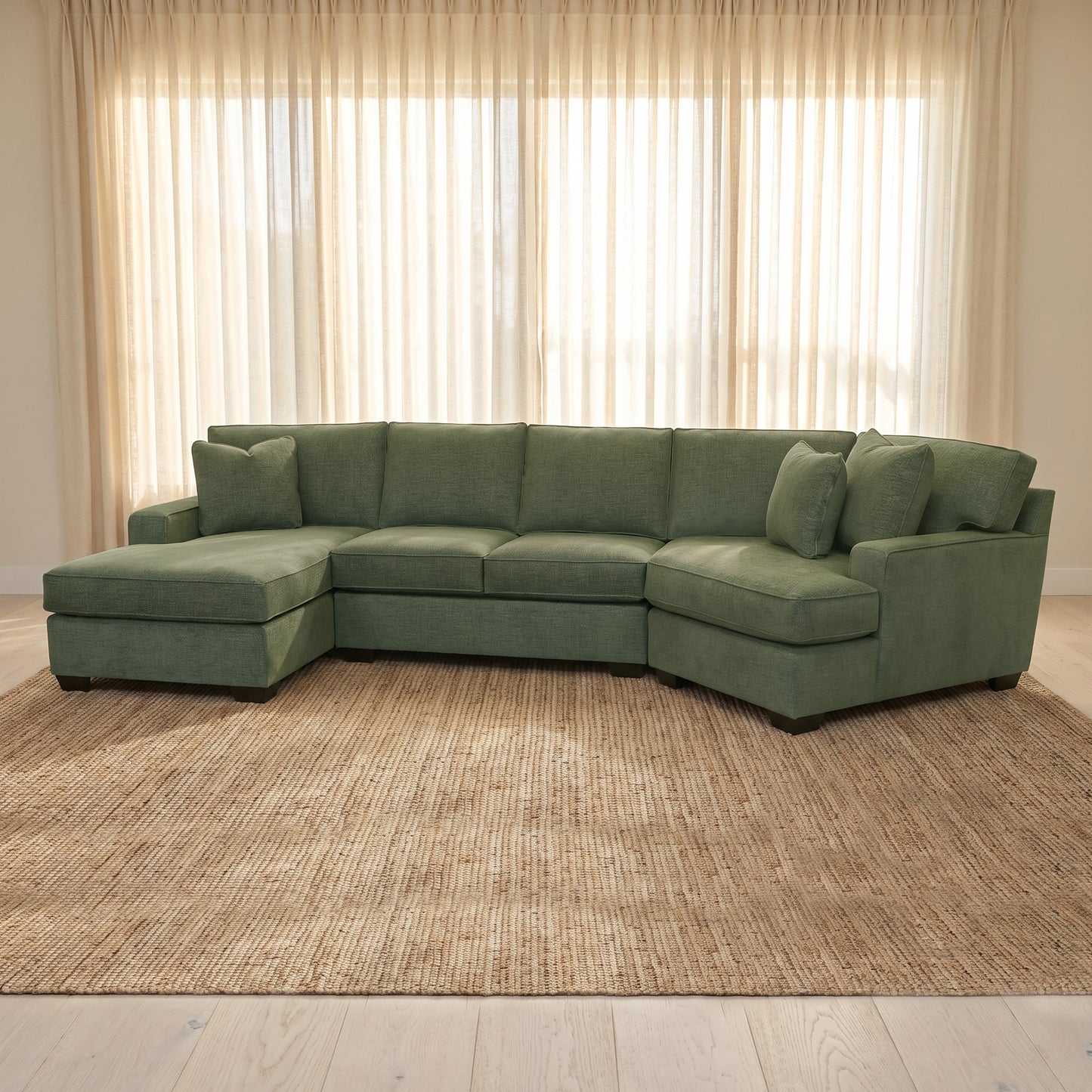 Tamar 150" Left-facing Cuddle Chaise Sectional | Aurora Green